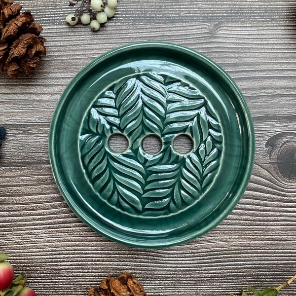 Handmade Green Leaf Design Soap Dish