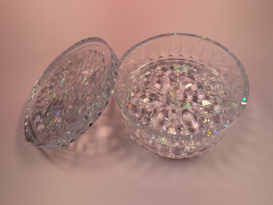 Handmade Transparent Resin Jar with Lid – Decorative Storage