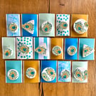 Handmade Peacock Feather Ceramic brooch, Hand Made Pottery Badge