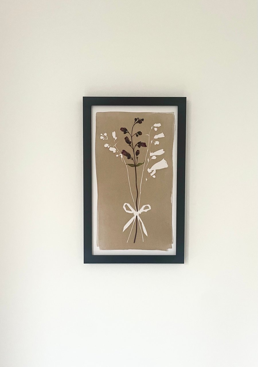 A Posy of Penstemon with Pressed Flower Neutral