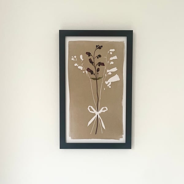 A Posy of Penstemon with Pressed Flower Neutral