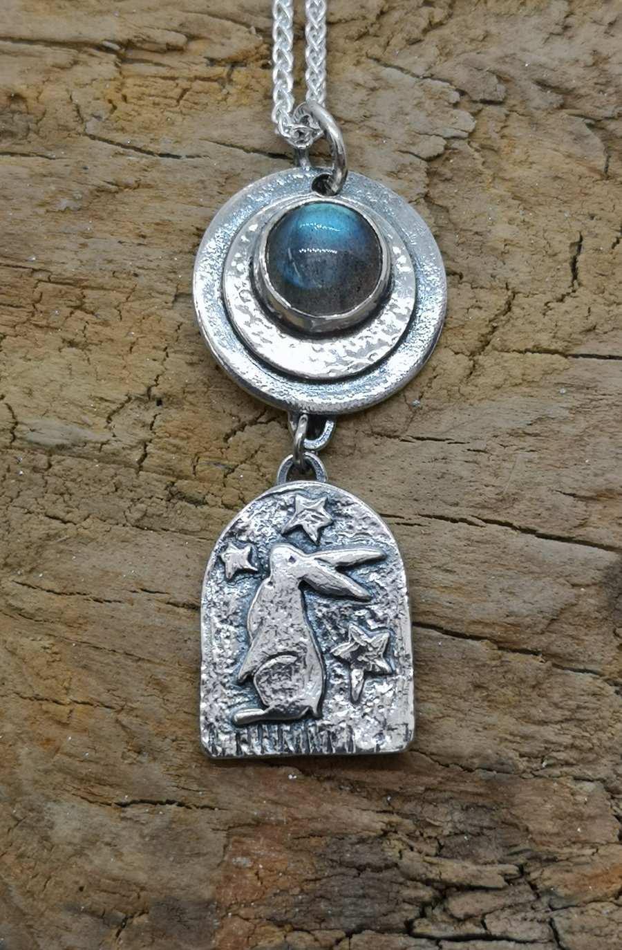 Gazing Hare with Labradorite Pendant 