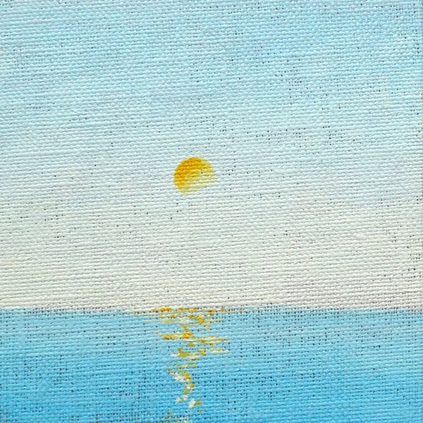 Original mini seascape painting sunrise over the sea shelf art gallery wall 