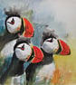 Atlantic Puffins original Watercolour Painting - Image 2