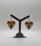 Ghanaian flag earrings, love Ghana,loveheart jewellery,african queen,west africa