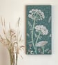 Original Botanical Art - Large Mosaic Wall Plaque - Wild Carrots on Green 