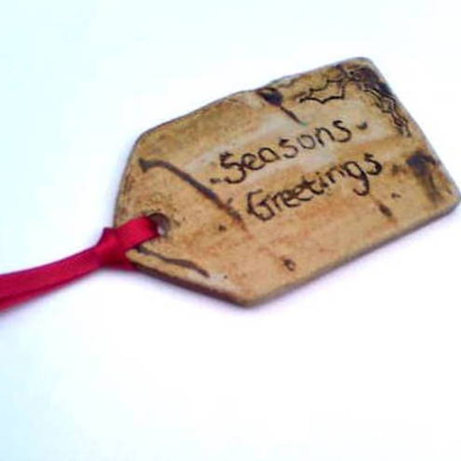 Ceramic Gift Tag - Seasons Greetings