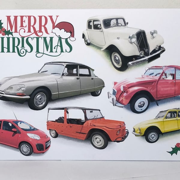 Citroen Classic Cars Xmas Cards (5x7in) - Merry Christmas or Seasons Greetings