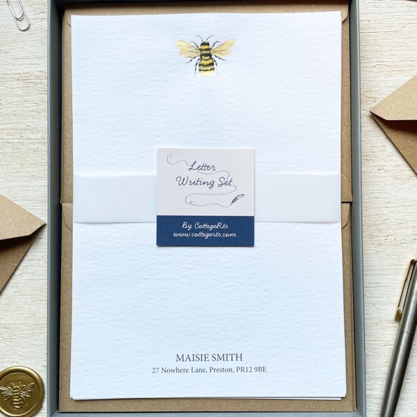 Personalised Bumble Bee Letter Writing Set