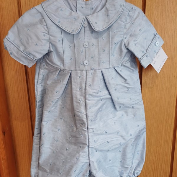Pale blue short leg silk romper
