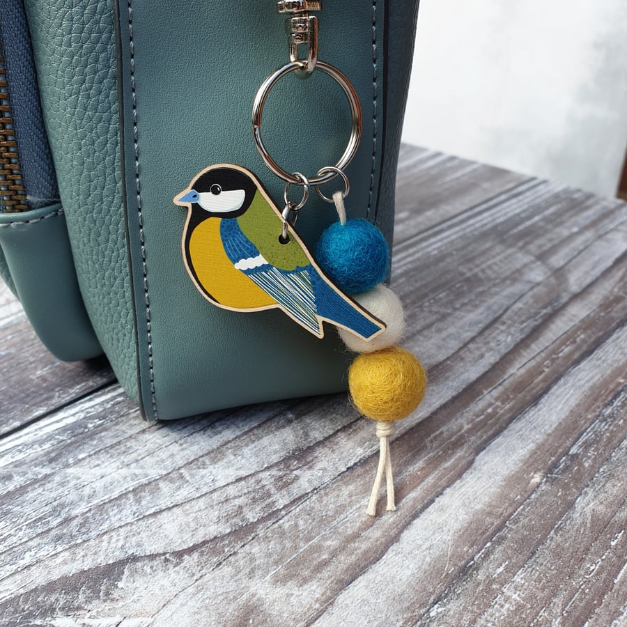 Great Tit Garden Bird Bag Charm