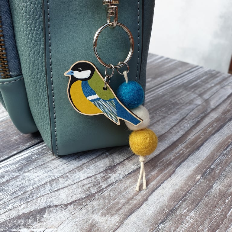Great Tit Garden Bird Bag Charm