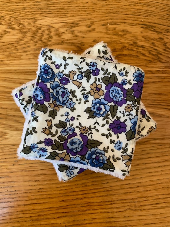 Lilac and Blue Floral Print Reusable Makeup Remover Wipes