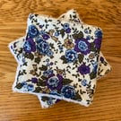 Lilac and Blue Floral Print Reusable Makeup Remover Wipes