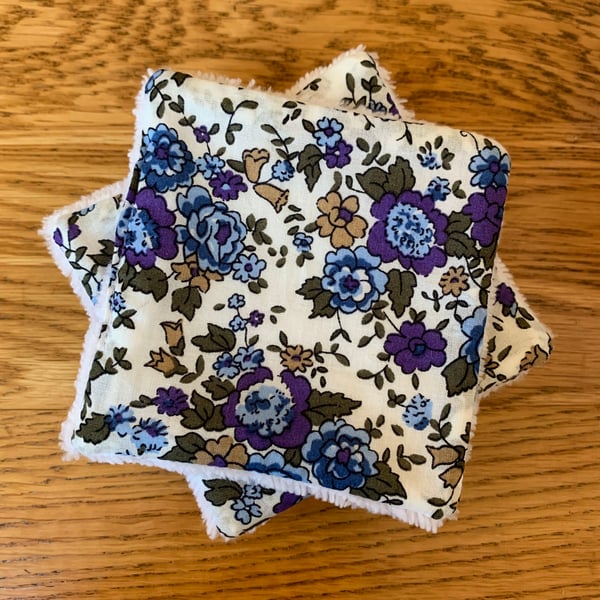 Lilac and Blue Floral Print Reusable Makeup Remover Wipes