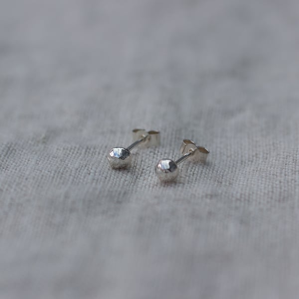 Recycled Sterling silver melted ball studs, simple, everyday earrings