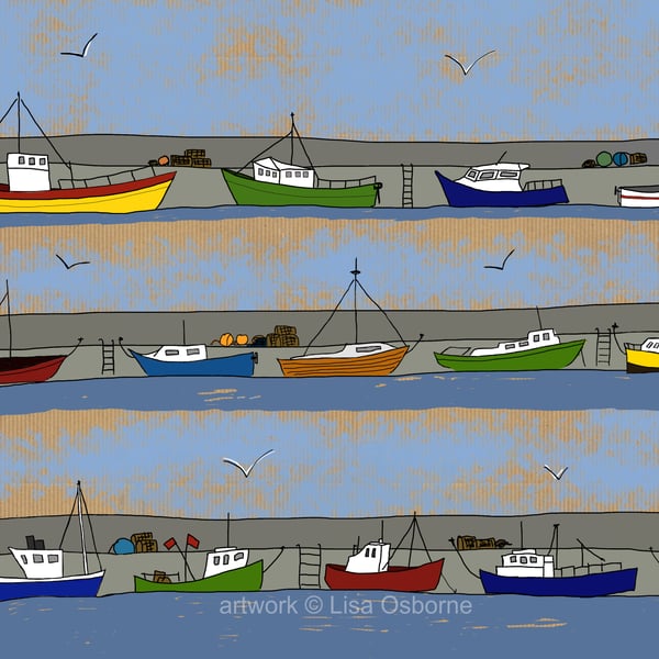 The harbour - coastal art print - boats