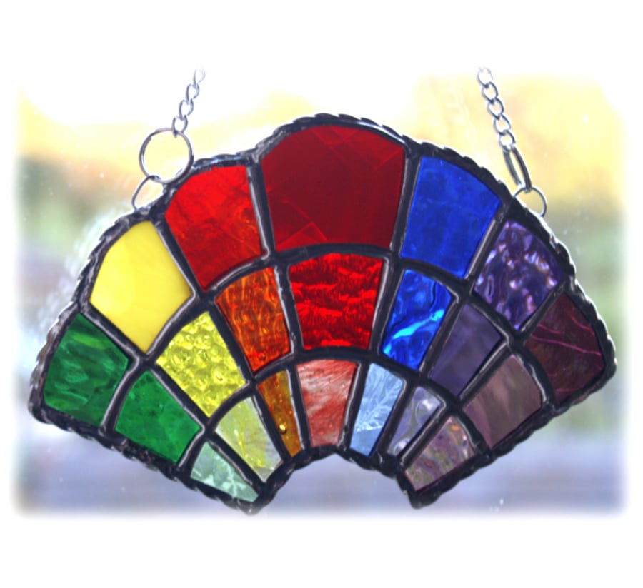  Rainbow Arc Stained Glass Suncatcher Handmade