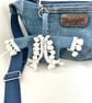 Mini denim jacket keyring with pompom trim 