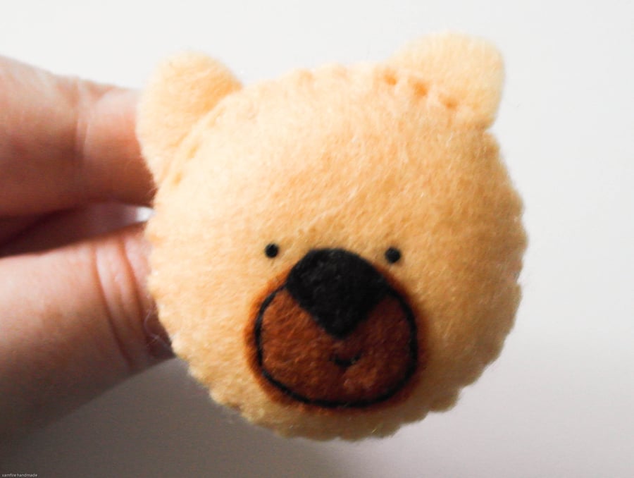 Perfectly Imperfect Felt Teddy Bear Brooch, Kawaii Pin, Animal Jewellery 