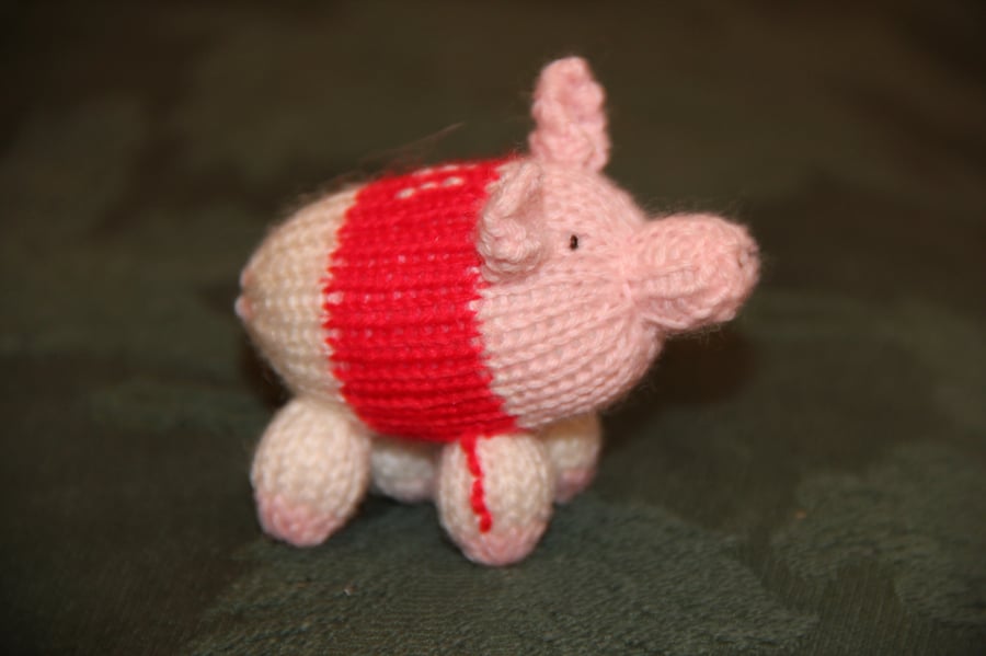 Hand Knitted Number 11 Footie Piglet