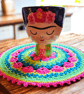 Bright crochet African flower mandala doily table mat