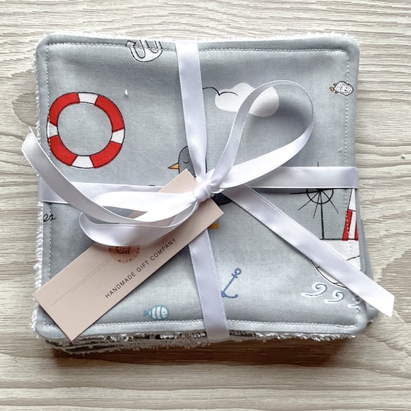 Reusable Baby Wipes, Face Cloths, Washable Wipes, Eco Friendly, Grey-BD124