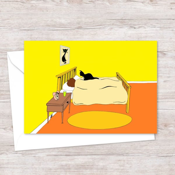 Funny Cat Greetings Card: Cute Hand Drawn Illustration for a Cat Lover (101)