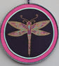 DFPM04 - Dragonfly Mandala Wall Hanging - 17.5cm diameter - Plum-Pink-Gold