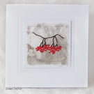 RED BERRIES ECO PRINT CHRISTMAS CARD  WINTER