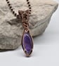 Wire Wrapped Dainty Amethyst and Copper Pendant - Image 1