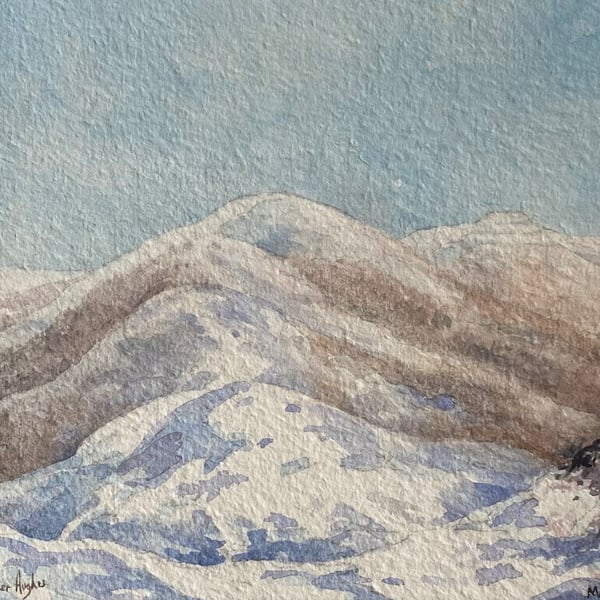 Malverns in Winter . Original watercolour by Christopher Hughes 