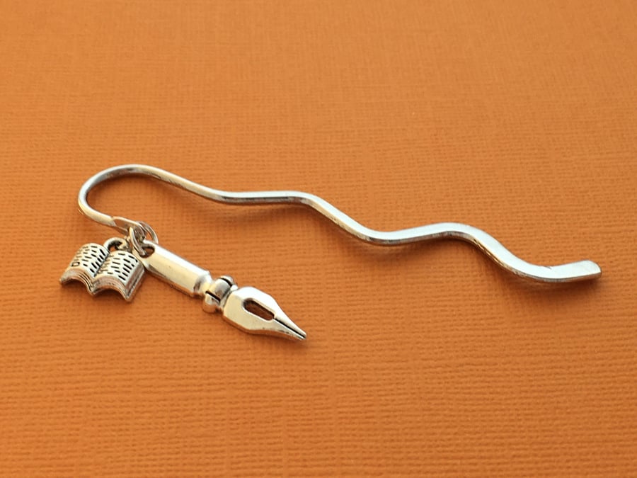 Gift for Writer, Calligraphy Pen Charm Bookmark