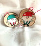 2 fun loving hand painted wooden gnomes
