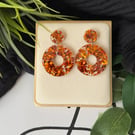 Burnt Orange Confetti Circle Hoop Earrings