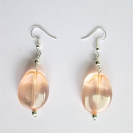 Pale peach Beads dangle earrings