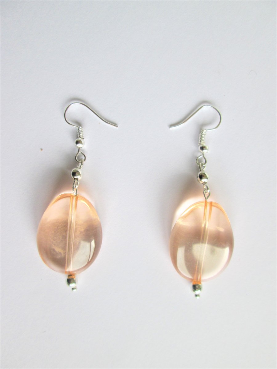 Pale peach Beads dangle earrings