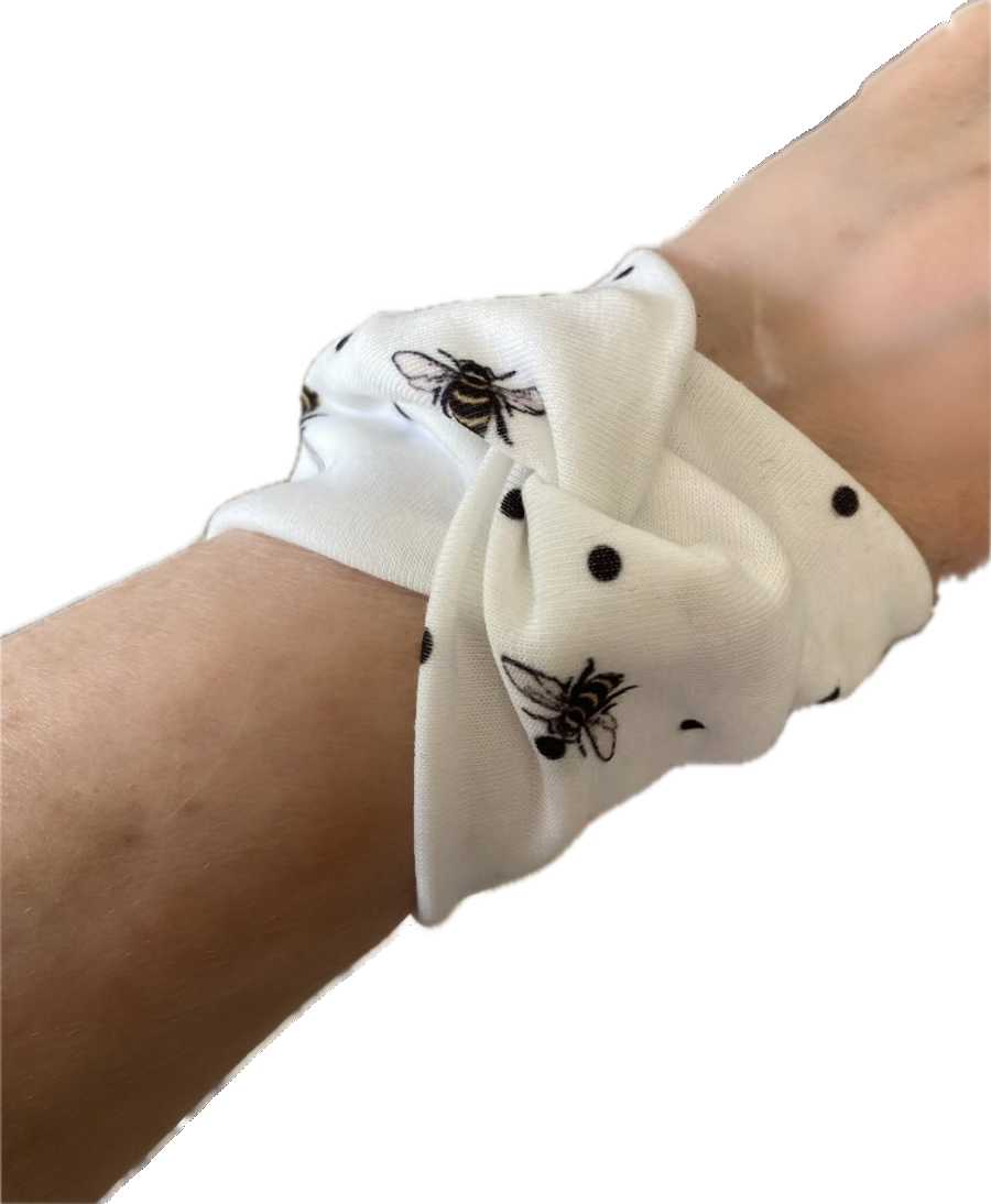 Bee cuff bracelet textile slip on, nature lover gift idea, bee lover