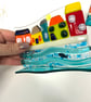Coastal houses fused glass stand up wave ornament  - Image 4