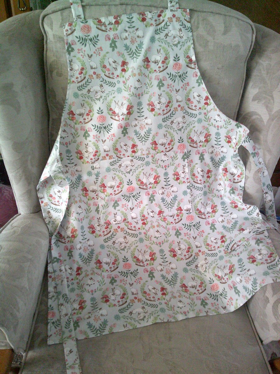 Adult Apron with Rabbits, Toadstools and Flowers