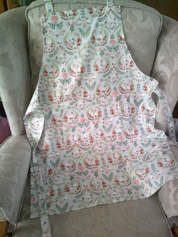 Adult Apron with Rabbits, Toadstools and Flowers