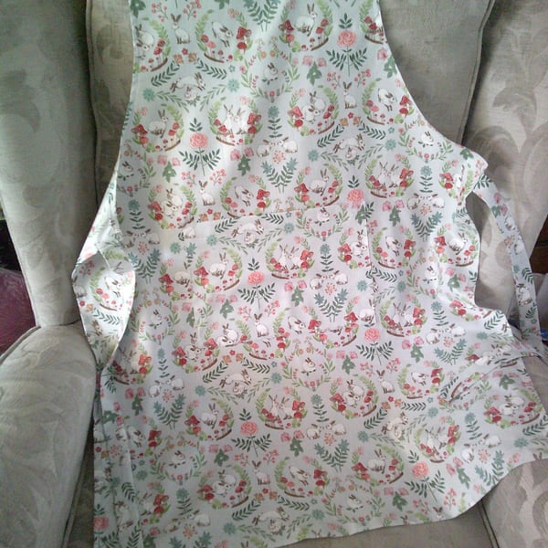 Adult Apron with Rabbits, Toadstools and Flowers