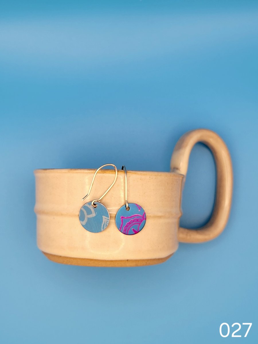 Handmade Aluminium and Silver Reversible Earrings - 027