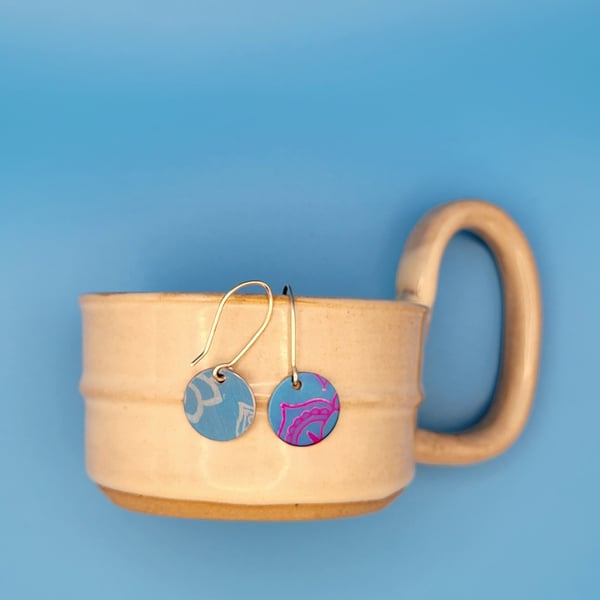 Handmade Aluminium and Silver Reversible Earrings - 027