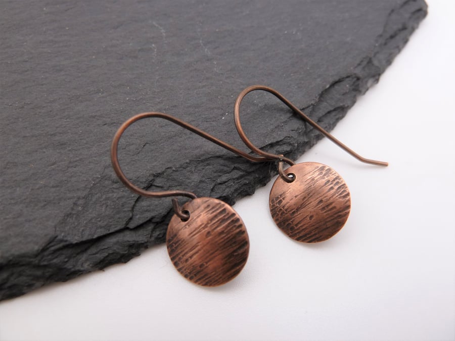 small copper disc earrings
