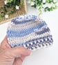 Newborn Crochet Baby Hat & Cardigan Set - Blue and Silver  - Image 8