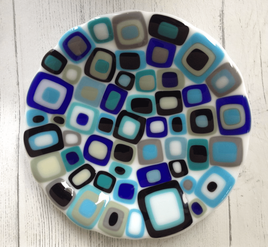 Fused Glass Decorative Shallow Plate