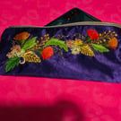 Unique Hand-embroidered Zipper Pouch – Small Handmade Cosmetic or Accessory Bag 