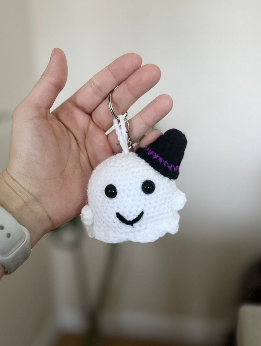 Handmade Crochet Ghost Keyring
