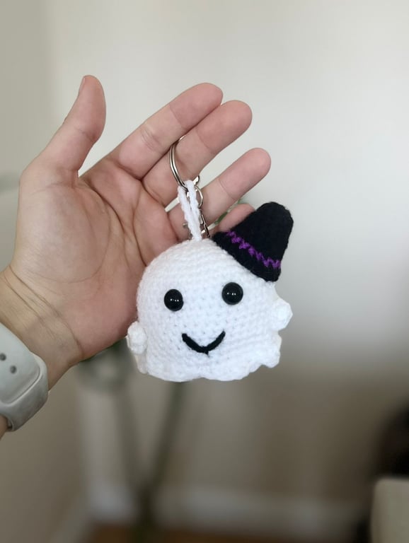 Handmade Crochet Ghost Keyring